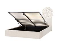 Beliani Ottoman Bed Boucle Orbey 140 X 200 Cm (Eu Double) Off-White