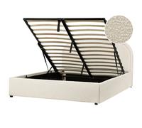 Beliani Ottoman Bed Boucle Quillien 140 X 200 Cm Eu Double Light Beige