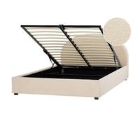 Beliani Ottoman Bed Boucle Vaucluse 140 X 200 Cm (eu Double) Beige, Brown