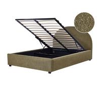 Beliani Ottoman Bed Boucle Vaucluse 140 X 200 Cm (Eu Double) Olive Green