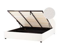Beliani Ottoman Bed Boucle Vaucluse 180 X 200 Cm (Eu Super King) Off-White