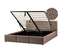 Beliani Ottoman Bed Bousse Boucle Taupe 160 X 200 Cm (Eu King Size)