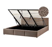 Beliani Ottoman Bed Bousse Boucle Taupe 180 X 200 Cm (Eu Super King)