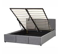 Beliani Ottoman Bed Bousse Velvet Dark Grey 140 X 200 Cm (Eu Double)
