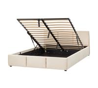 Ottoman Bed Velvet BOUSSE 140 x 200 cm (EU Double) Light Beige