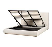 Beliani Ottoman Bed Campagne Fabric Light Beige 180 X 200 Cm (Eu Super King)
