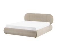 Beliani Ottoman Bed Campan Fabric Taupe 160 X 200 Cm (Eu King Size)