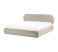 Beliani Ottoman Bed Campan Fabric Taupe 180 X 200 Cm (Eu Super King)