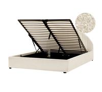 Beliani Ottoman Bed Boucle CHADENET 140 x 200 cm (EU Double) Off-White, White