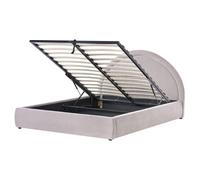 Beliani Ottoman Bed Chenille Mouzon 160 X 200 Cm (Eu King Size) Beige