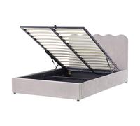 Beliani Ottoman Bed Chenille Nanterre 140 X 200 Cm (Eu Double) Beige