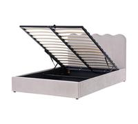 Beliani Ottoman Bed Chenille Nanterre 140 X 200 Cm (Eu Double) Taupe