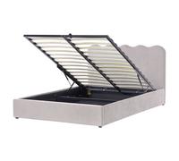 Beliani Ottoman Bed Chenille Nanterre 160 X 200 Cm (Eu King Size) Beige