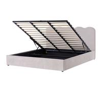 Beliani Ottoman Bed Chenille Nanterre 180 X 200 Cm (Eu Super King) Beige