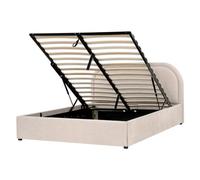 Beliani Ottoman Bed Chenille Quillien 140 X 200 Cm (Eu Double) Light Beige