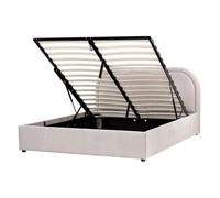 Beliani Ottoman Bed Chenille Quillien 140 X 200 Cm (Eu Double) Taupe