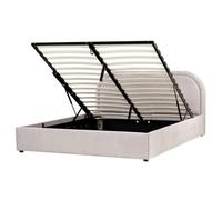 Beliani Ottoman Bed Chenille Quillien 160 X 200 Cm (Eu King Size) Taupe