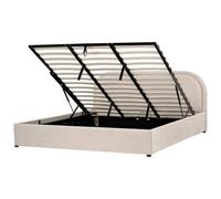 Beliani Ottoman Bed Chenille Quillien 180 X 200 Cm (Eu Super King) Light Beige