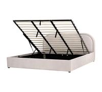 Beliani Ottoman Bed Chenille Quillien 180 X 200 Cm (Eu Super King) Taupe