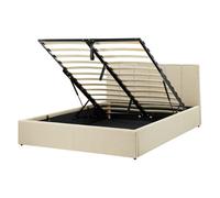 Beliani Ottoman Bed Dreux Fabric Beige 140 X 200 Cm (Eu Double)