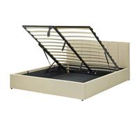 Beliani Ottoman Bed Dreux Fabric Beige 160 X 200 Cm (Eu King Size)