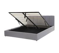 Ottoman Bed DREUX Fabric Light Grey 160 x 200 cm (EU King Size)