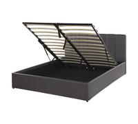 Beliani Ottoman Bed Faux Leather Dreux 140 X 200 Cm Eu Double Dark Grey, Grey