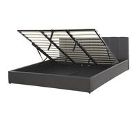 Beliani Ottoman Bed Dreux Faux Leather Dark Grey 180 X 200 Cm (Eu Super King)
