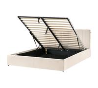 Beliani Ottoman Bed Dreux Velvet Light Beige 160 X 200 Cm (Eu King Size)