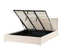 Beliani Ottoman Bed Dreux Velvet Light Beige 180 X 200 Cm (Eu Super King)