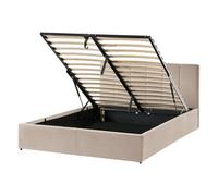 Beliani Ottoman Bed Dreux Velvet Taupe 140 X 200 Cm (Eu Double)