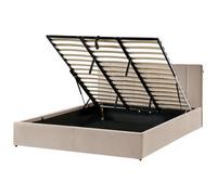 Beliani Ottoman Bed Dreux Velvet Taupe 180 X 200 Cm (Eu Super King)