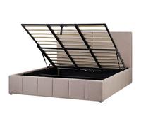 Beliani Ottoman Bed Fabric Castelnavet 180 X 200 Cm Eu Super King Taupe