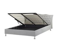 Beliani Ottoman Bed Fabric Metz 160 X 200 Cm (Eu King Size) Light Grey