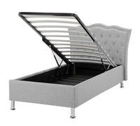 Beliani Ottoman Bed Fabric Metz 90 X 200 Cm (Eu Single) Light Grey