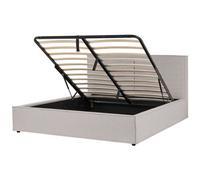 Beliani Ottoman Bed Fabric Moissac 180 X 200 Cm Eu Super King Light Grey, Grey