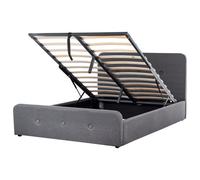 Beliani Ottoman Bed Fabric Rennes 140 X 200 Cm Eu Double Dark Grey, Grey