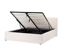 Beliani Ottoman Bed Lagarde Fabric Off-White 160 X 200 Cm (Eu King Size)