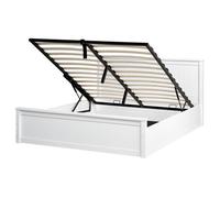 Beliani Ottoman Bed Pine Wood LAMBRES 160 x 200 cm (EU King Size) White, White
