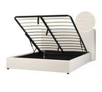 Beliani Ottoman Bed Lavaur Boucle Off-White 160 X 200 Cm (Eu King Size)