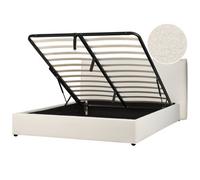 Beliani Ottoman Bed Lavaur Boucle Off-White 180 X 200 Cm (Eu Super King)