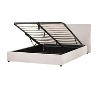 Beliani Ottoman Bed Lavaur Velvet Off-White 160 X 200 Cm (Eu King Size)