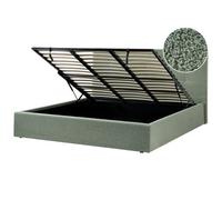 Beliani Ottoman Bed Lorient Boucle Green 180 X 200 Cm (Eu Super King)