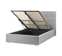 Beliani Ottoman Bed Lorient Fabric Grey 120 X 200 Cm (Eu Small Double)