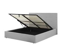 Beliani Ottoman Bed Lorient Fabric Grey 160 X 200 Cm (Eu King Size)