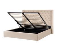 Beliani Ottoman Bed Lubbon Velvet Beige 180 X 200 Cm (Eu Super King)