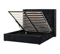 Beliani Ottoman Bed Velvet Lubbon 160 X 200 Cm (Eu King Size) Black