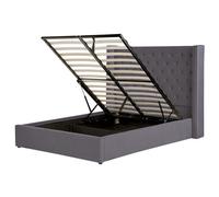 Beliani Ottoman Bed Lubbon Velvet Grey 140 X 200 Cm (Eu Double)