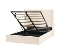 Beliani Ottoman Bed Lubbon Velvet Off-White 140 X 200 Cm (Eu Double)