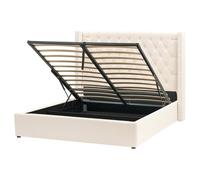 Beliani Ottoman Bed Lubbon Velvet Off-White 160 X 200 Cm (Eu King Size)